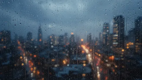 Rainy Window City Lights