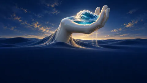 Porcelain Hand Holding Ocean Wave
