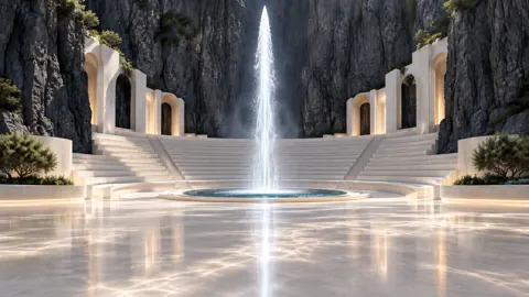 Ivory Amphitheater With Light Geyser