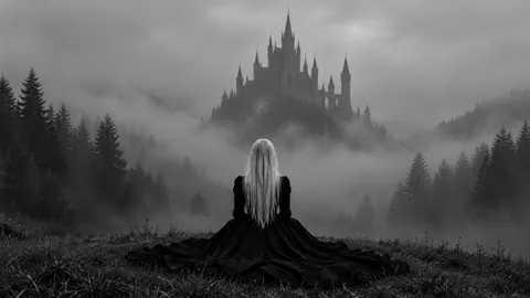 Woman Facing Gothic Castle