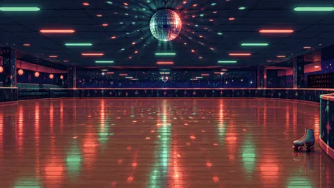 Empty Roller Rink at Midnight