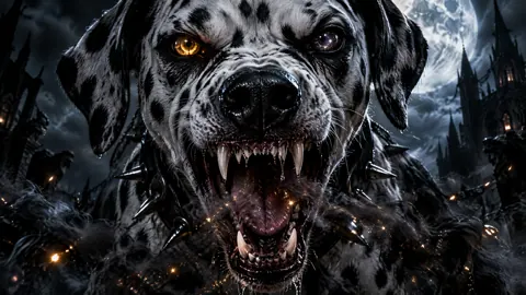 Snarling Dalmatian With Glowing Eyes