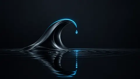 Graphite Wave With Cyan Ripples