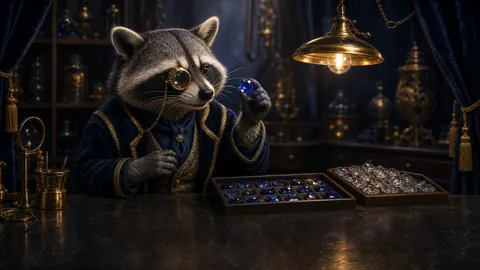 Raccoon Jeweler With Sapphire