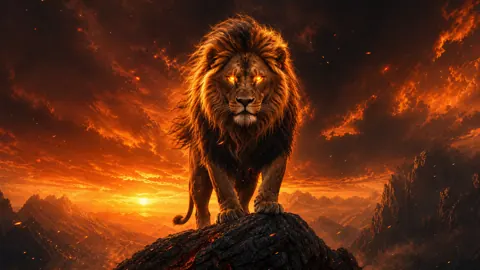 Lion With Fiery Eyes
