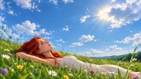 Red-Haired Girl in Wildflowers