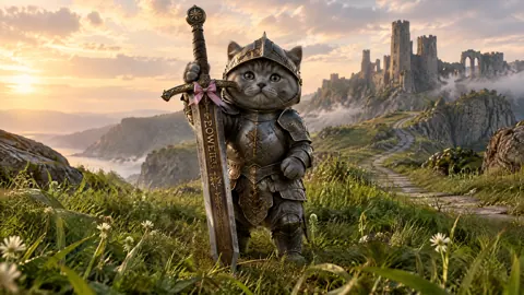 Armored Kitten With Greatsword