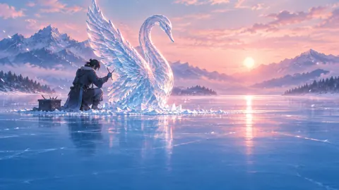 Ice Sculptor and Swan