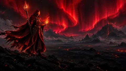 Hooded Fire Mage on Lava Plain