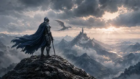 Armored Knight Facing Dragon
