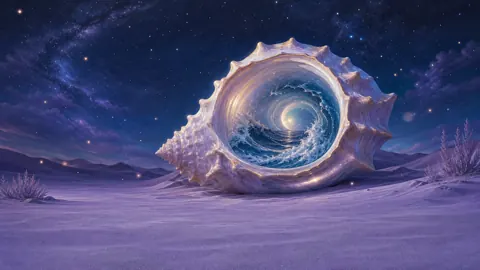 Glowing Seashell With Mini Ocean