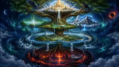 Yggdrasil With Nine Realms