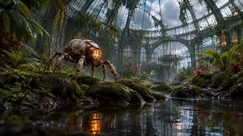 Lantern Robot in Glass Dome