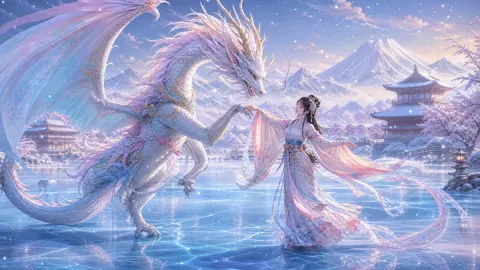 White Wyvern on Frozen Lake