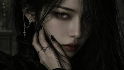 Gothic Woman With Silver Rings