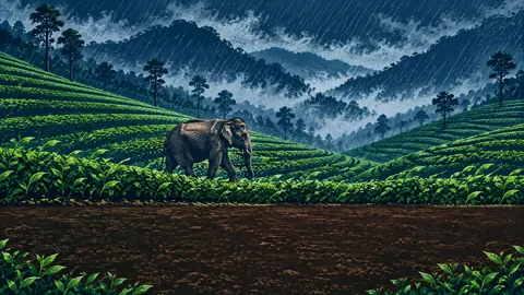 Elephant in Tea Terraces