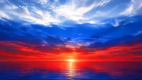 Red Blue Sunrise Sea