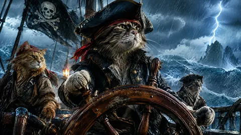 Pirate Cats in Storm