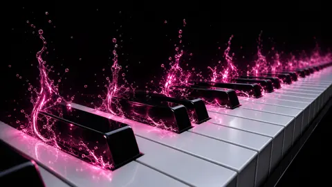 Piano Keys With Magenta Splashes