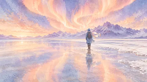 Hooded Traveler on Salt Shore