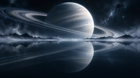 Ringed Planet Over Obsidian Lake