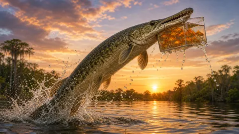 Alligator Gar With Goldfish Box