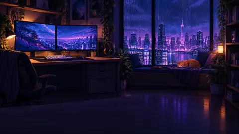 Cozy Studio With Sleeping Cat