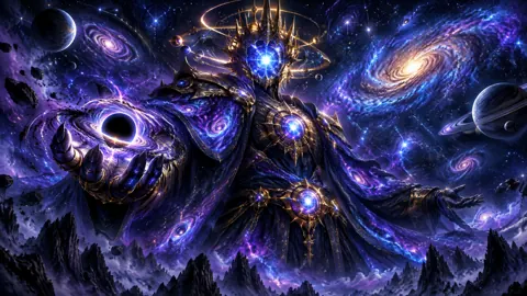 Cosmic God Holding Black Hole