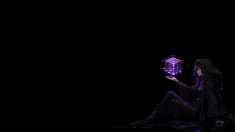 Hooded Woman With Glitch Cube