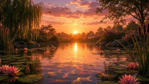 Koi Pond at Sunset