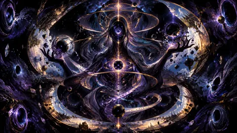 Cosmic Entity With Golden Rings