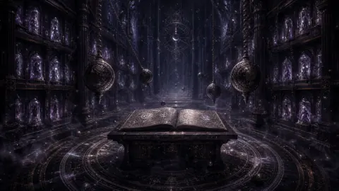 Gothic Library With Crystal Displays
