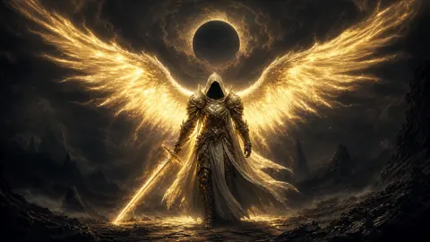 Faceless Paladin with Golden Wings