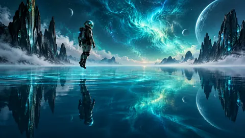 Explorer Above Alien Ocean