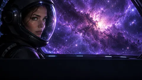 Astronaut Viewing Violet Nebula