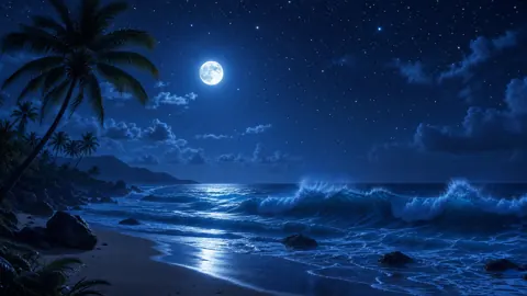 Moonlit Tropical Palm Beach