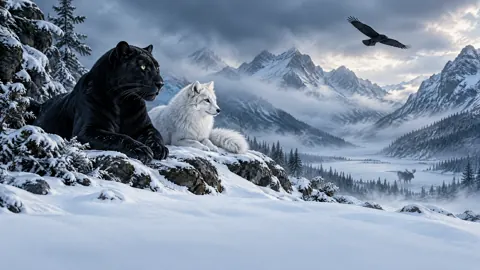 Black Panther and Arctic Fox