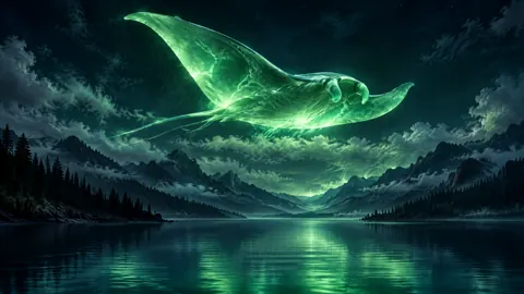 Glowing Jade Manta Ray