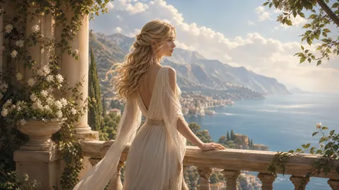 Woman in White Dress Terrace