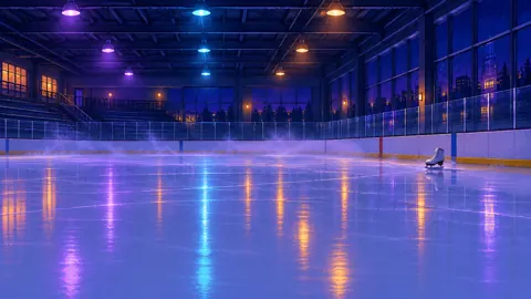 Empty Ice Rink at Night