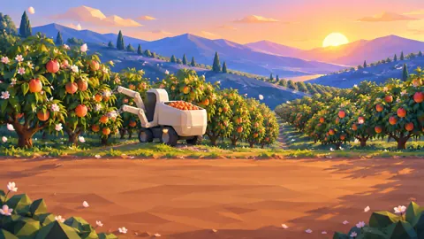 Peach Harvester at Sunrise