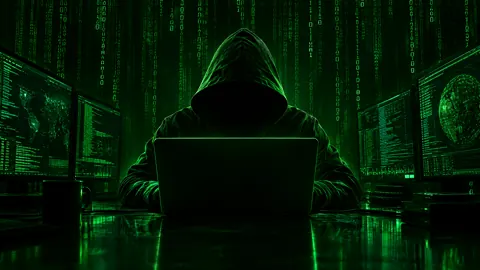 Hooded Hacker With Green Code
