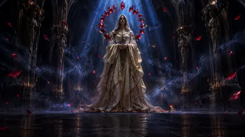 Ivory Priestess in Gothic Cathedral