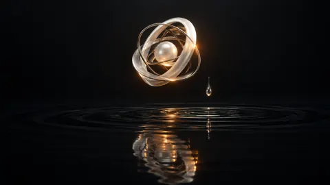 White Gyroscope Over Reflecting Pool