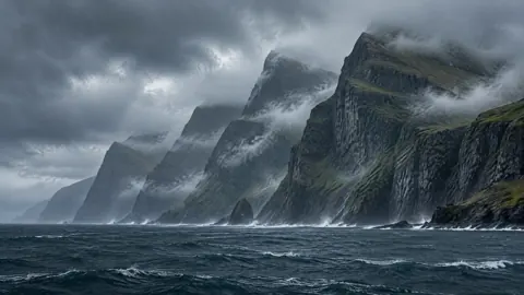 Stormy Cliffs Above Dark Sea
