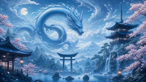 Blue Dragon Over Mount Fuji