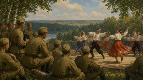 Soviet Soldiers Watching Folk Dance