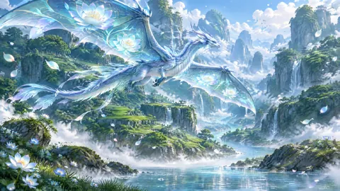 Pearl Blue Wyvern Over Terraces