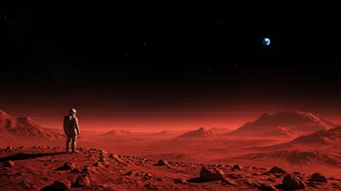 Astronaut on Red Alien Plain