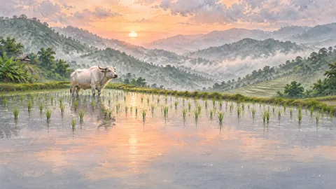 White Water Buffalo Rice Terrace